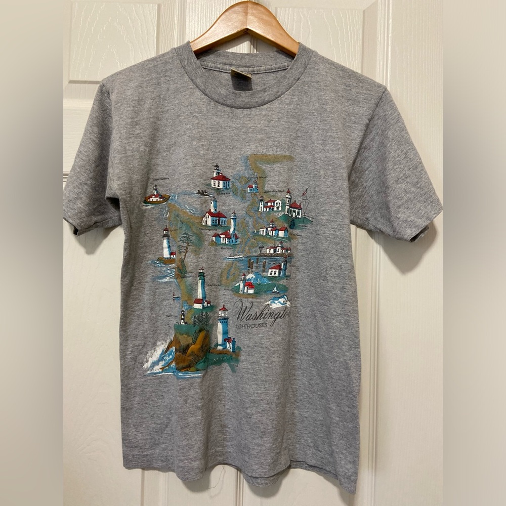 Vintage single stitch Washington Lighthouse T-Shirt Medium made in USA